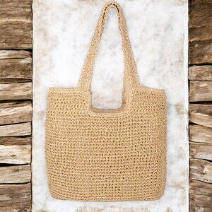 Straw Beach Bag Handmade Tote Bag Women Straw Bag - Beige